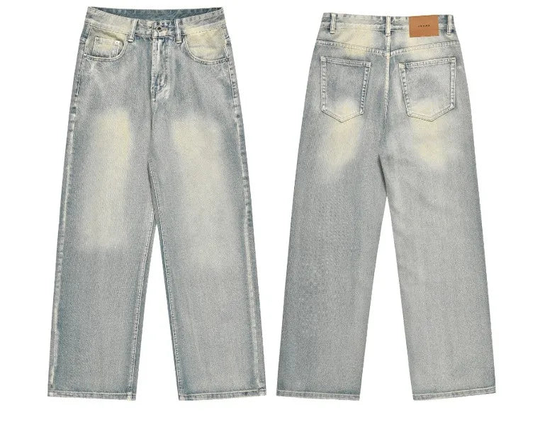 Straight Loose Denim Trousers High Street Hot Denim Pants