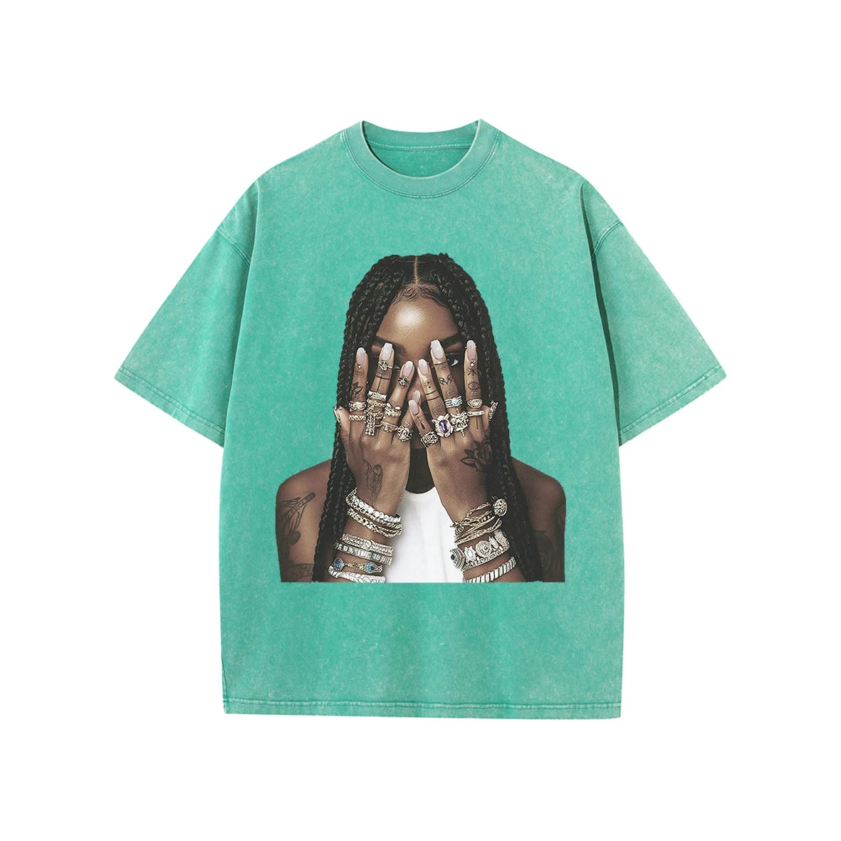 Men's Retro Printed High Street T-Shirt  Oversized Short Sleeve Hip Hop Style
