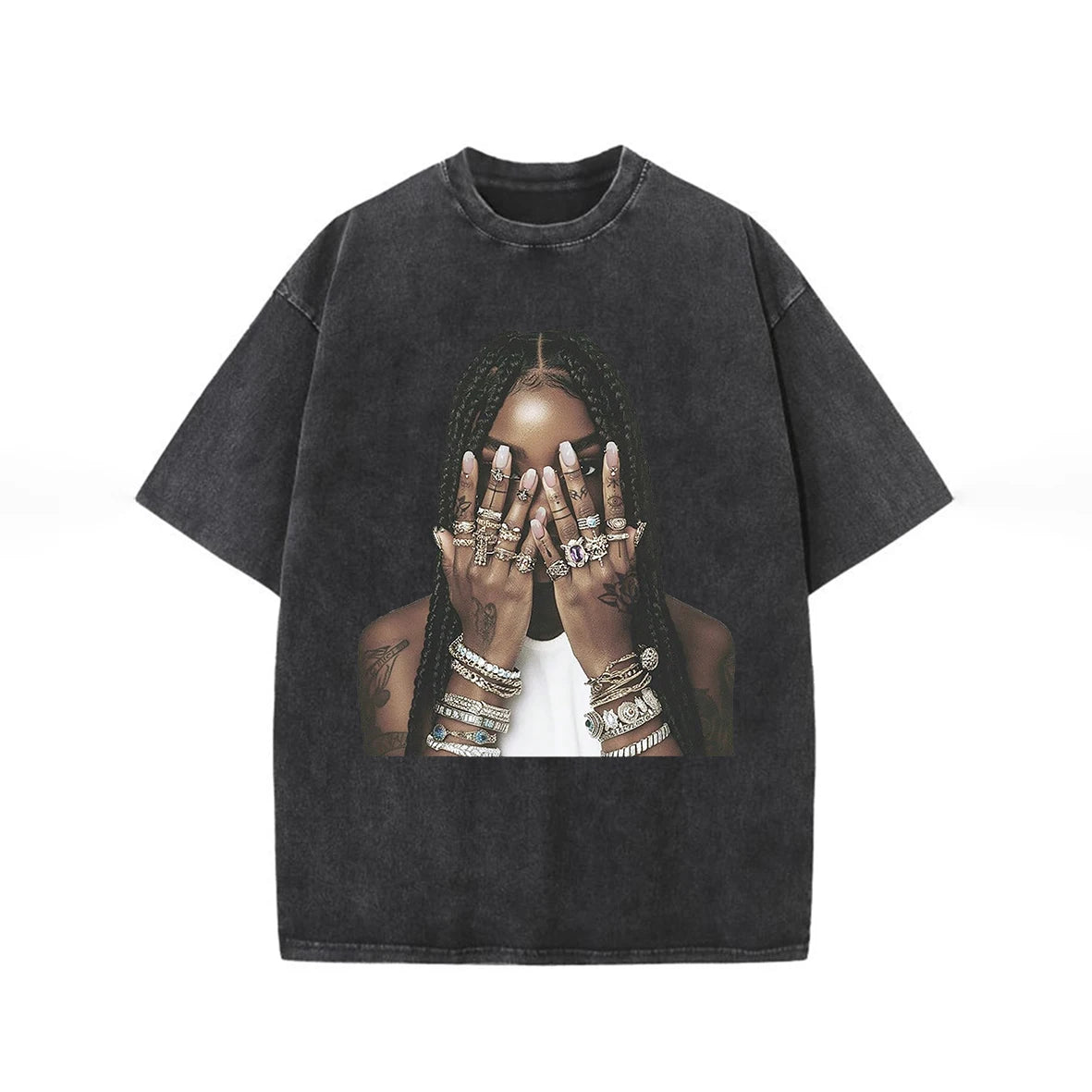 Men's Retro Printed High Street T-Shirt  Oversized Short Sleeve Hip Hop Style