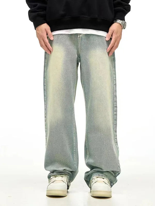 Straight Loose Denim Trousers High Street Hot Denim Pants
