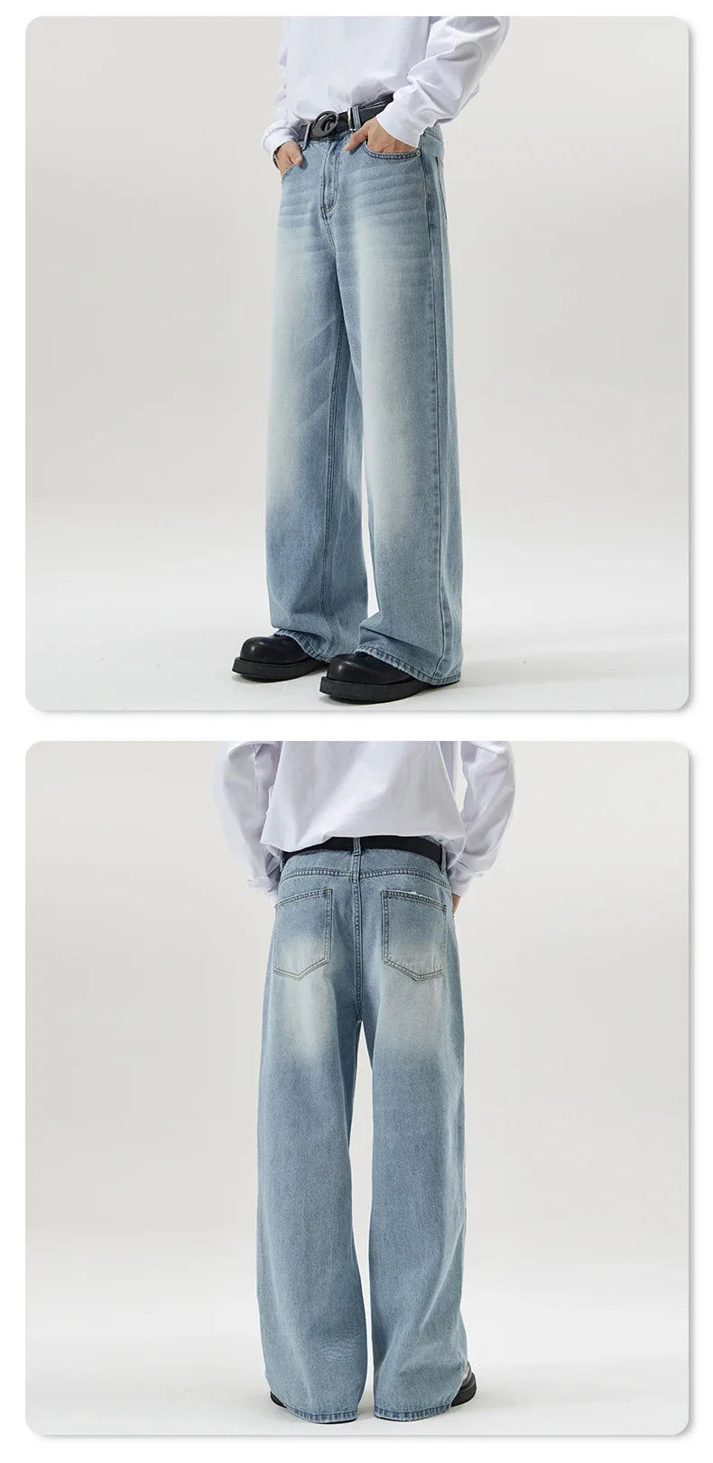 Autumn Vintage Distressed Men's Baggy Straight Jeans