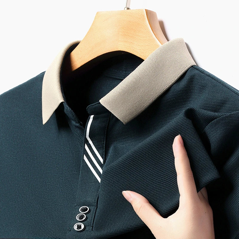 Men's Solid Color Casual Fashion Short Sleeve Polo Shirt Summer Comfortable