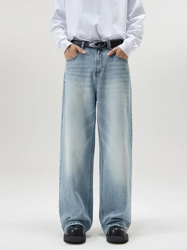 Autumn Vintage Distressed Men's Baggy Straight Jeans