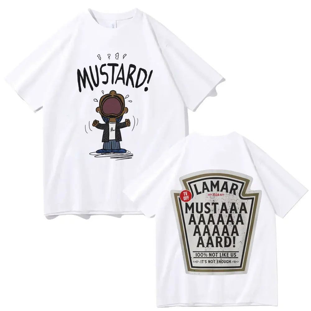 Rapper Kendrick Lamar Mustard T-shirt Fashion Hip Hop Vintage Short Sleeve T-shirts Men Women Casual Oversized Cotton T Shirts