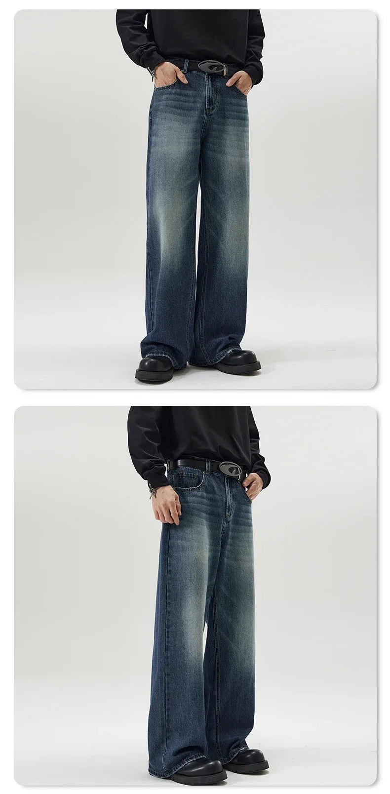 Autumn Vintage Distressed Men's Baggy Straight Jeans