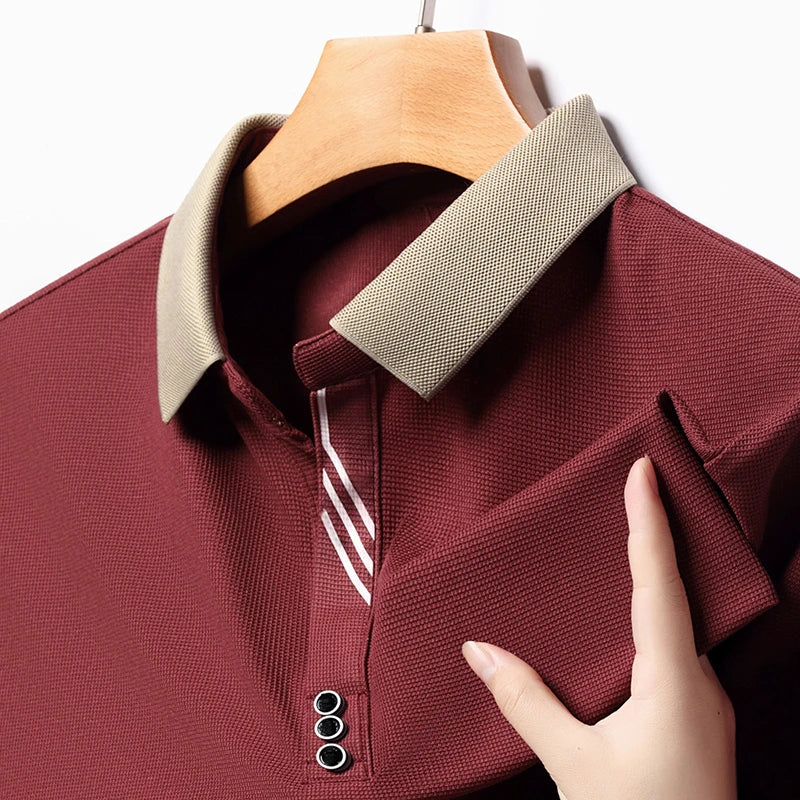 Men's Solid Color Casual Fashion Short Sleeve Polo Shirt Summer Comfortable