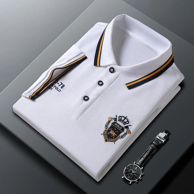 New Men's Casual Embroidery Short Sleeve Polo Shirt