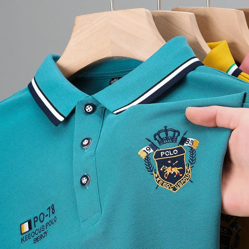 New Men's Casual Embroidery Short Sleeve Polo Shirt