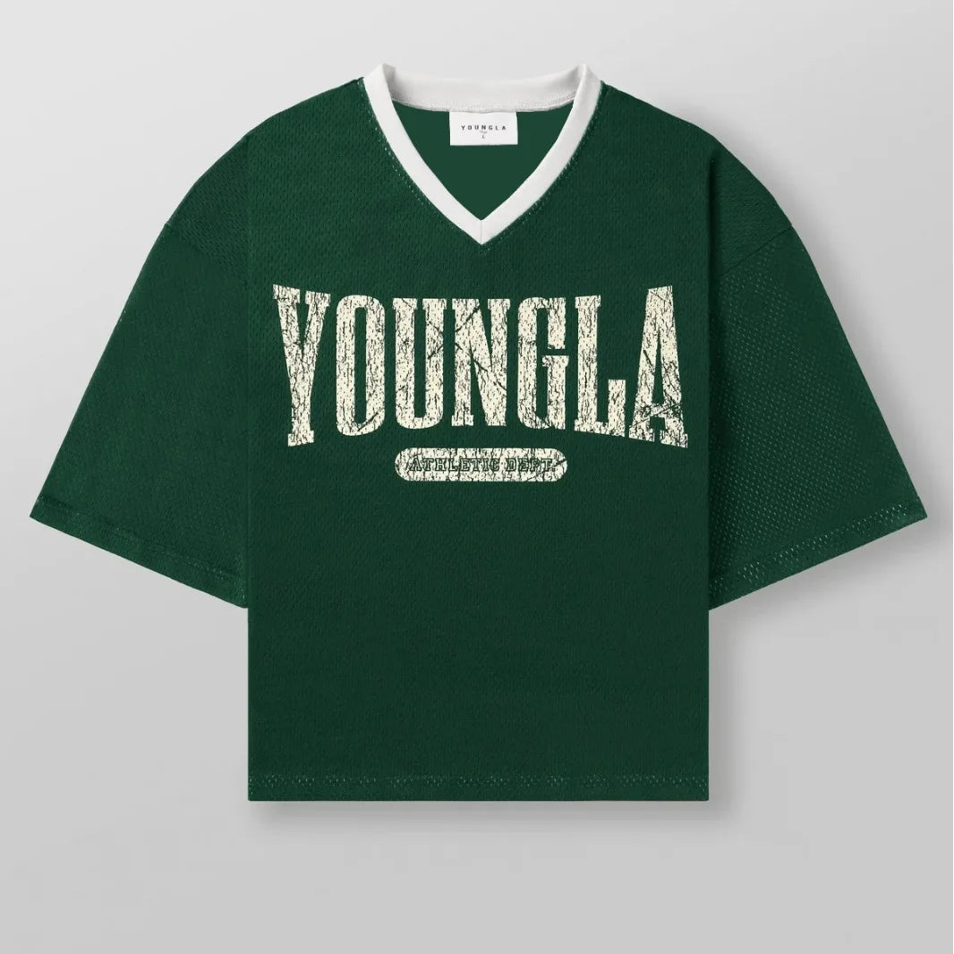YOUNG tide brand oversized T-shirt quick-drying breathable large mesh printed short-sleeved