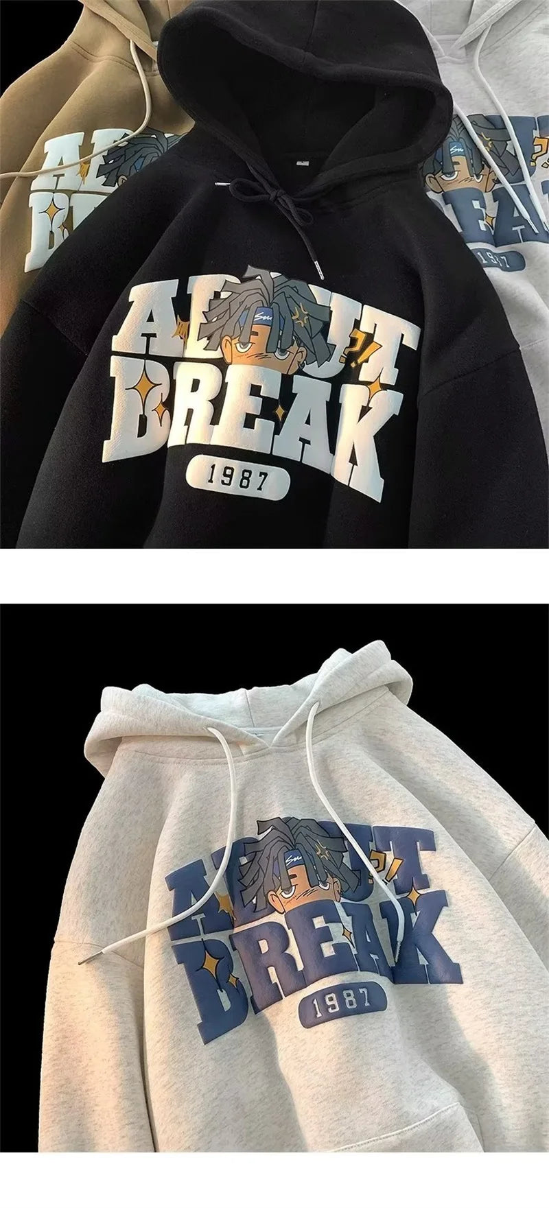 Vintage Cartoon Printing Graphic Hoodie Sweatshirts Men's Oversized Y2K Hoodies American Hip Hop Fashion Hoody Streetwear