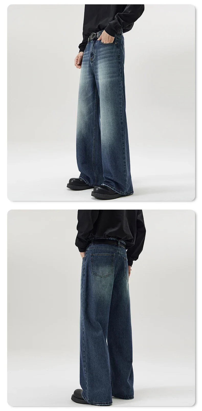 Autumn Vintage Distressed Men's Baggy Straight Jeans