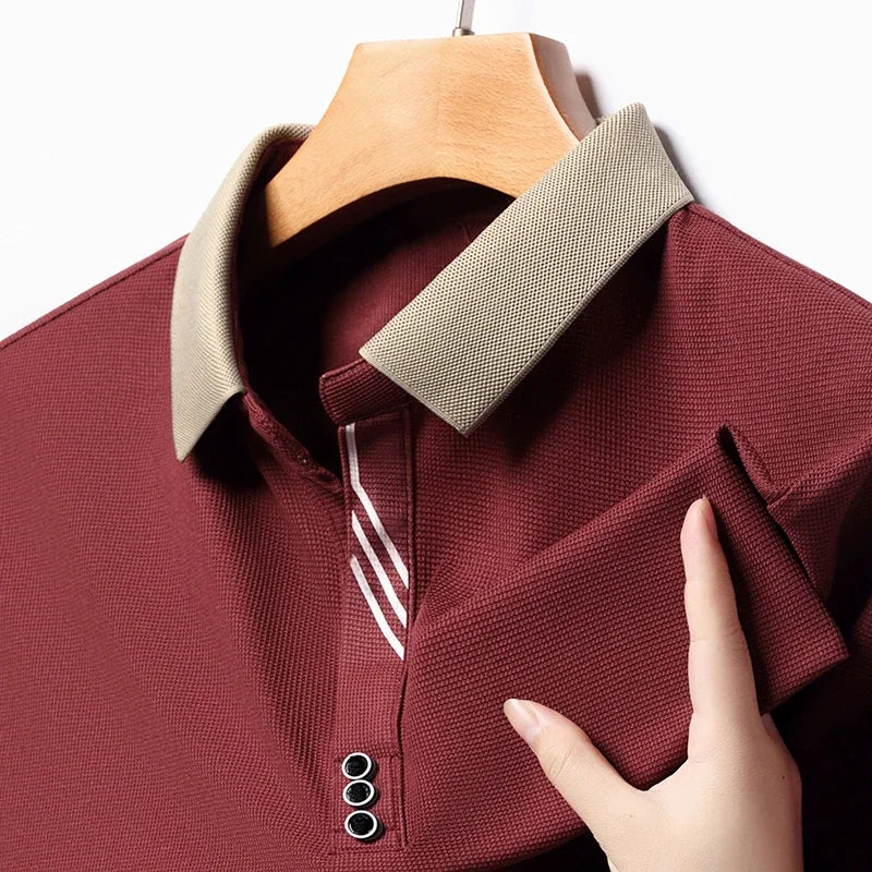 Men's Solid Color Casual Fashion Short Sleeve Polo Shirt Summer Comfortable