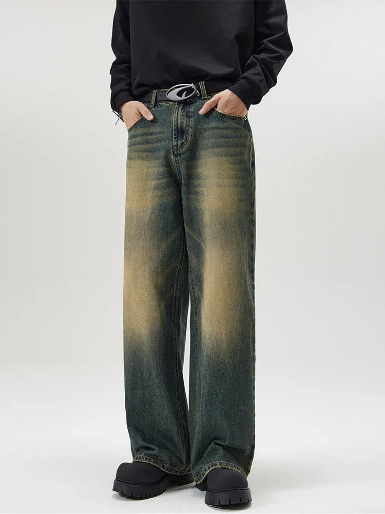 Autumn Vintage Distressed Men's Baggy Straight Jeans
