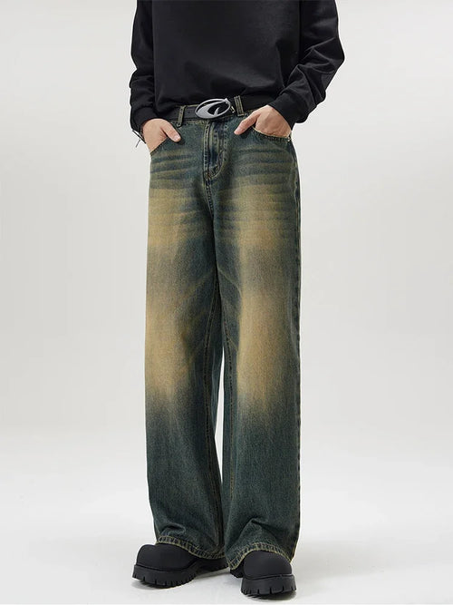Autumn Vintage Distressed Men's Baggy Straight Jeans