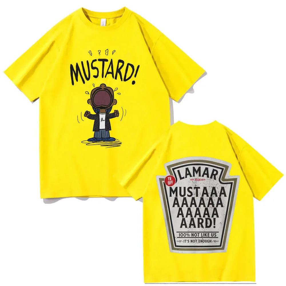 Rapper Kendrick Lamar Mustard T-shirt Fashion Hip Hop Vintage Short Sleeve T-shirts Men Women Casual Oversized Cotton T Shirts