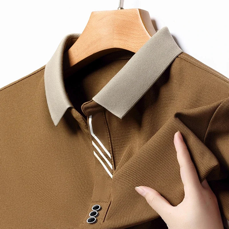 Men's Solid Color Casual Fashion Short Sleeve Polo Shirt Summer Comfortable
