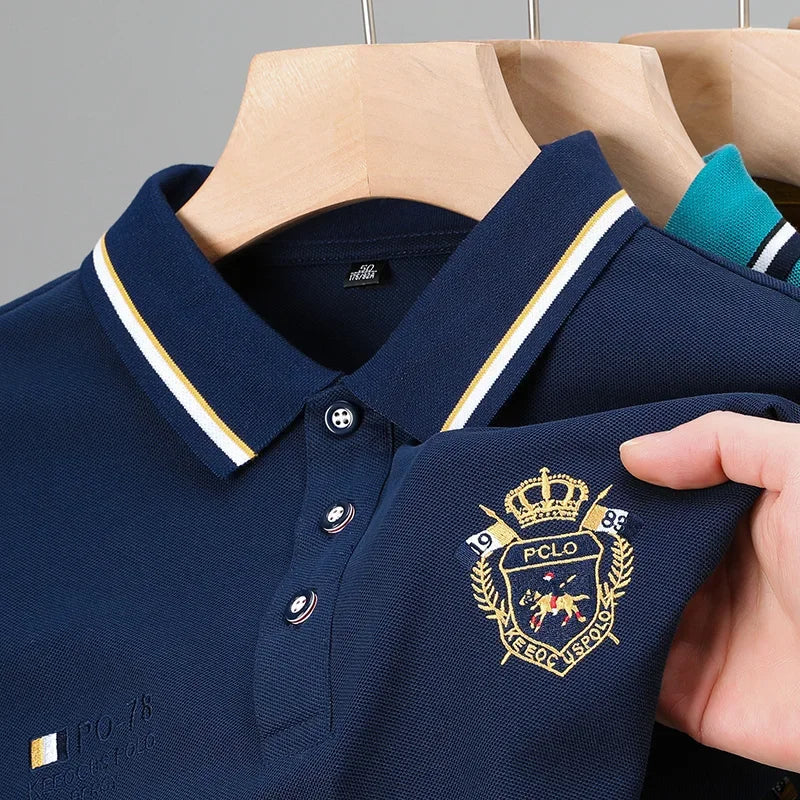 New Men's Casual Embroidery Short Sleeve Polo Shirt