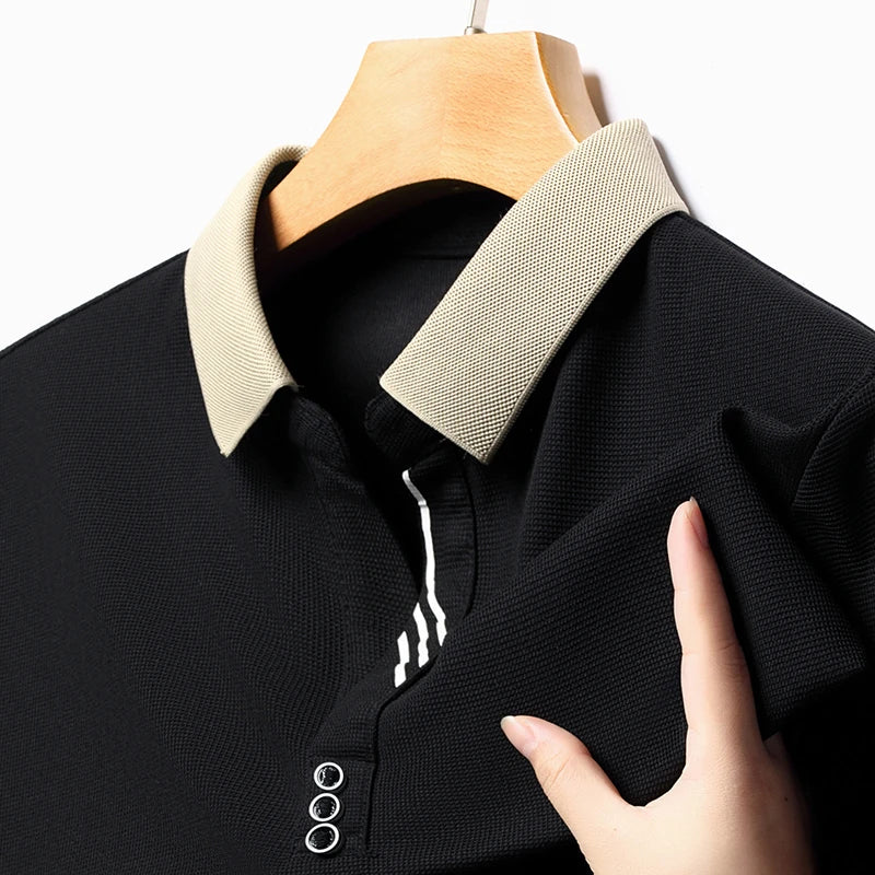 Men's Solid Color Casual Fashion Short Sleeve Polo Shirt Summer Comfortable