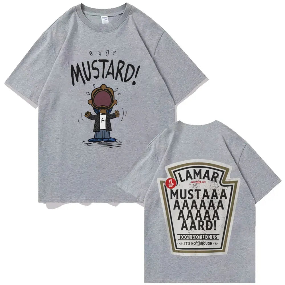 Rapper Kendrick Lamar Mustard T-shirt Fashion Hip Hop Vintage Short Sleeve T-shirts Men Women Casual Oversized Cotton T Shirts