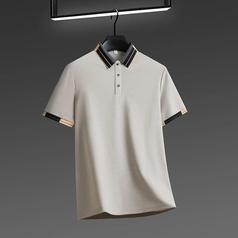 Business Casual Short Sleeved Shirt Solid Color Polo Shirt