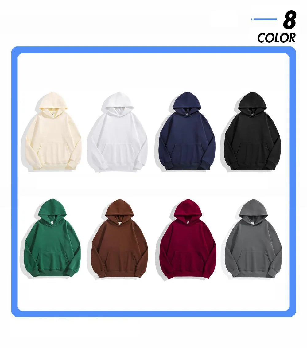 Heavy Weight Cotton Plus Velvet Hooded Sweater Men Thickened Tight Polar Fleece Pullover Hoodie Women Sweatshirt