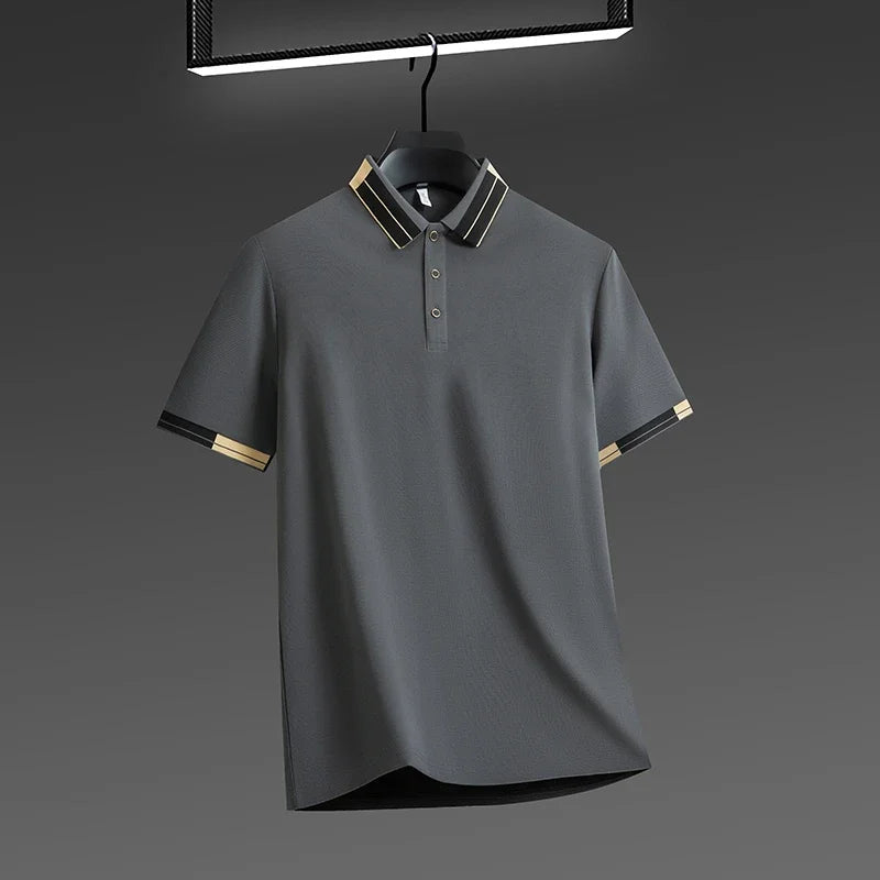 Business Casual Short Sleeved Shirt Solid Color Polo Shirt