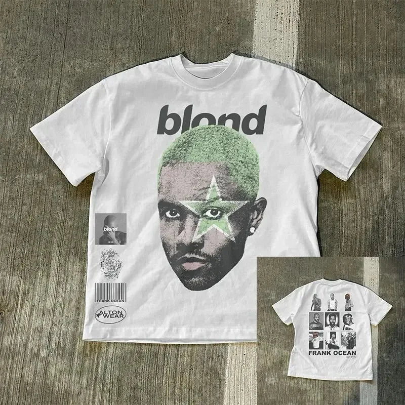 Y2k New Cotton T-shirt Men's and Women's Portrait  Printed