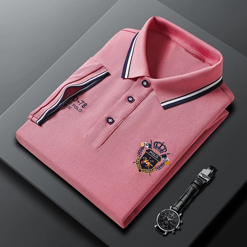New Men's Casual Embroidery Short Sleeve Polo Shirt