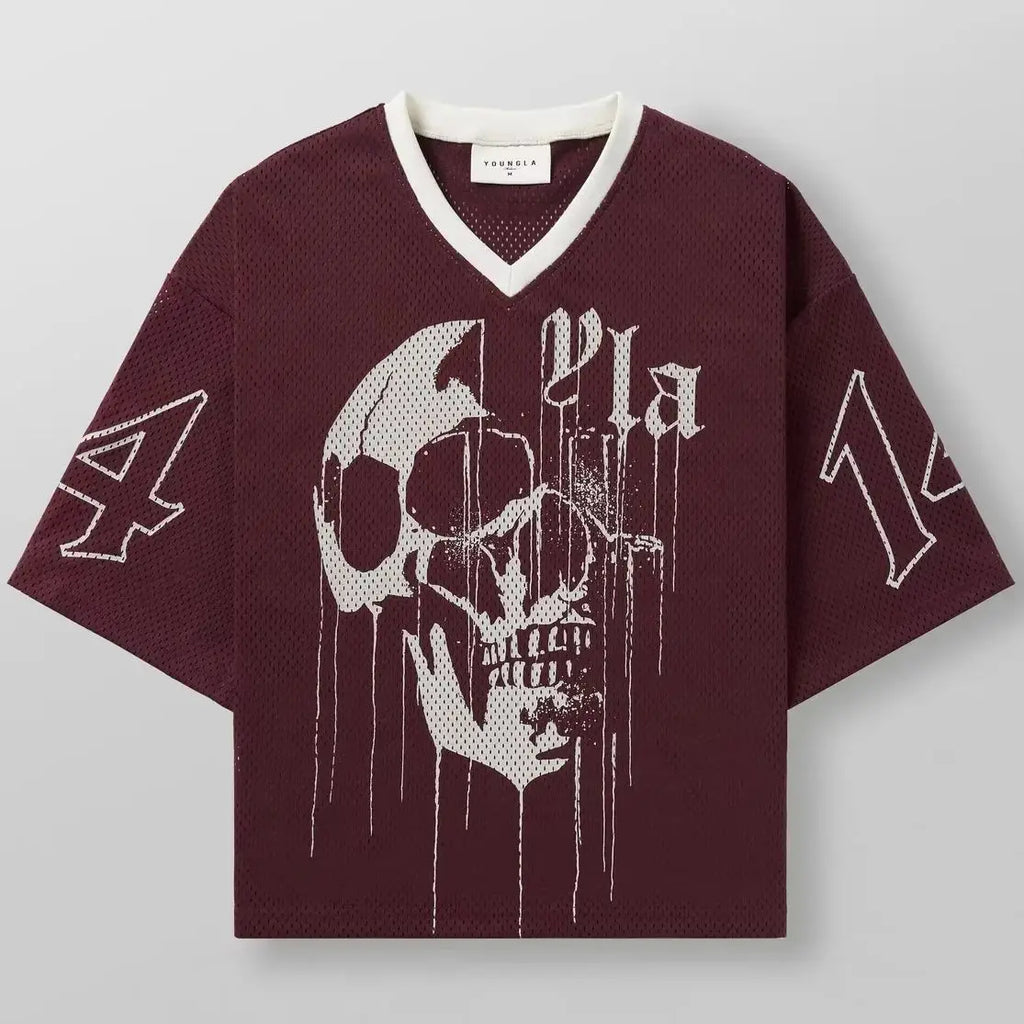 YOUNG tide brand oversized T-shirt quick-drying breathable large mesh printed short-sleeved