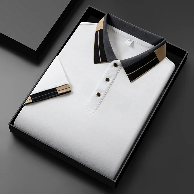 Business Casual Short Sleeved Shirt Solid Color Polo Shirt