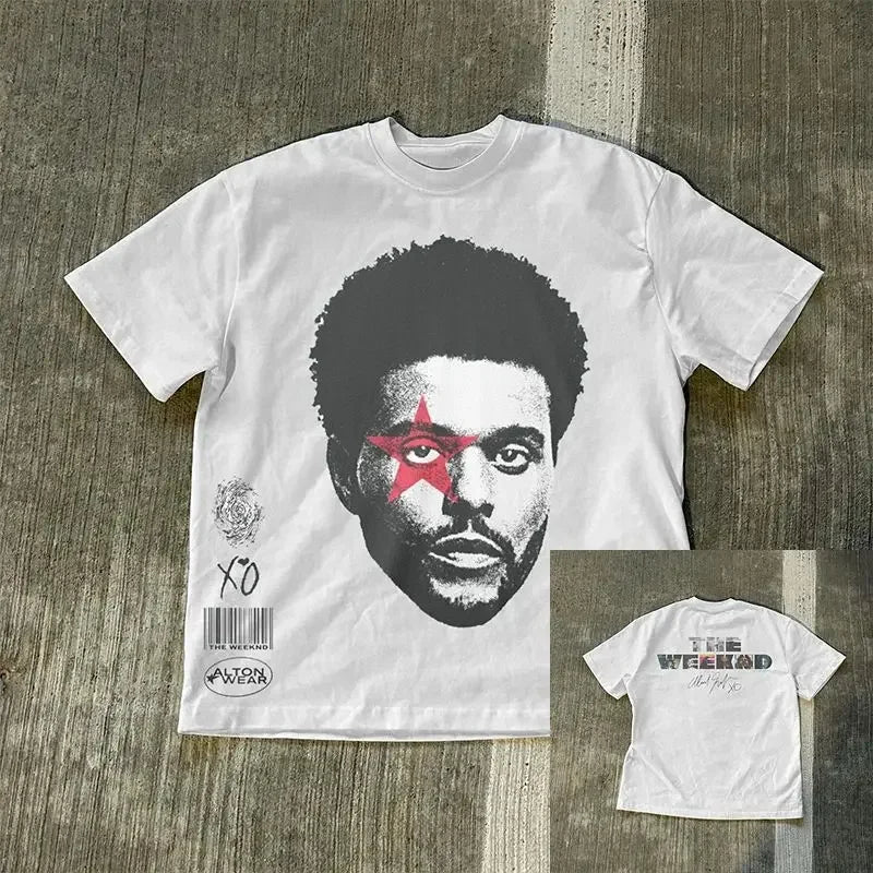Y2k New Cotton T-shirt Men's and Women's Portrait  Printed