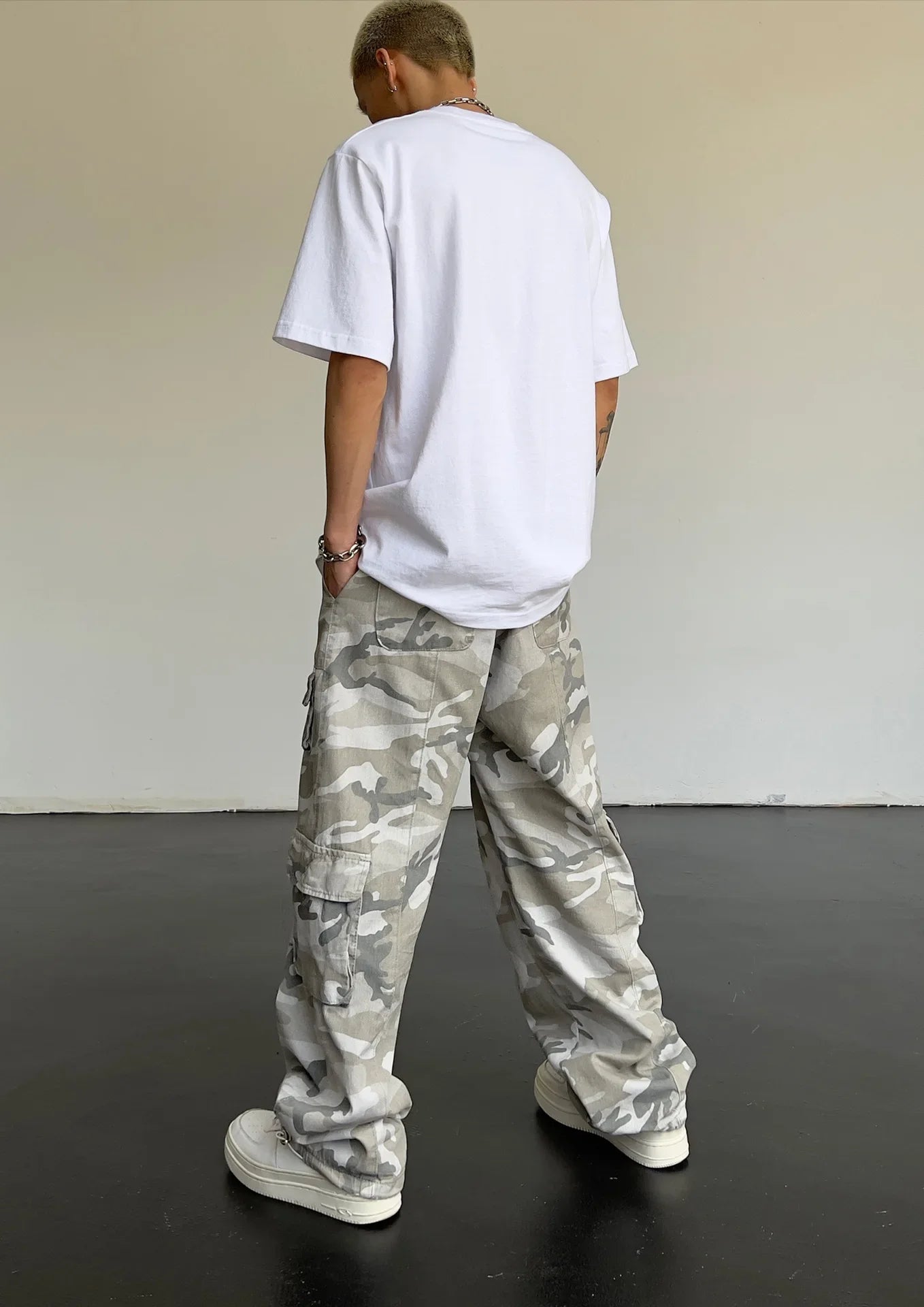 Vintage American Style Camouflage Pants Men's Loose Straight Leg Cargo Pants