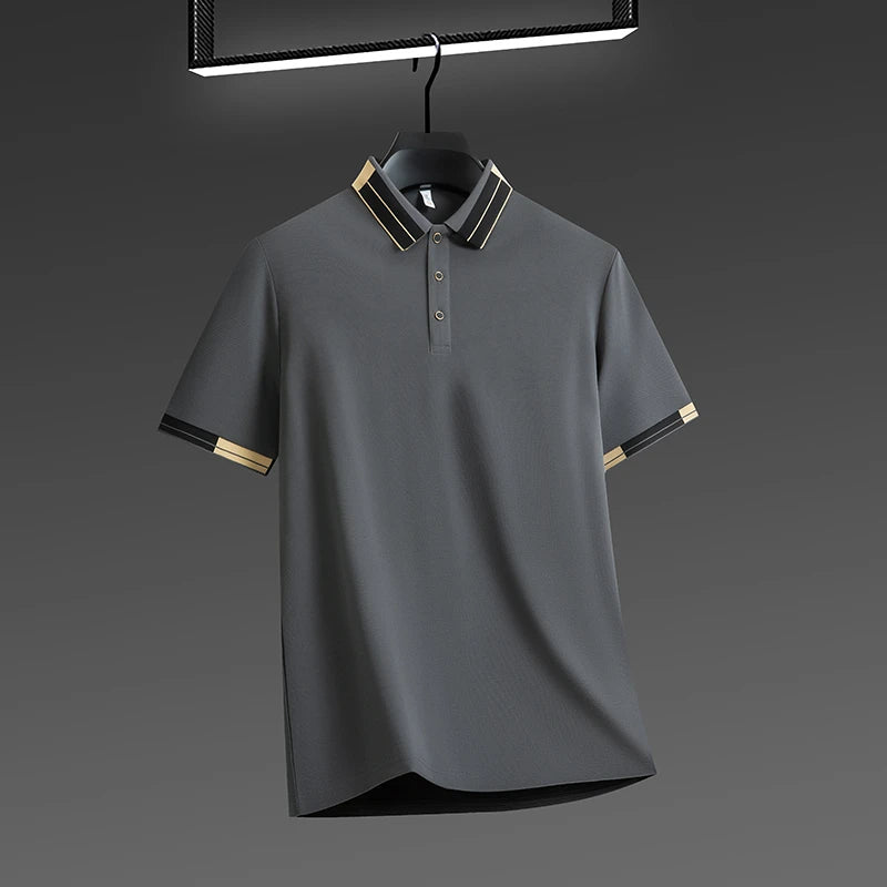 Business Casual Short Sleeved Shirt Solid Color Polo Shirt