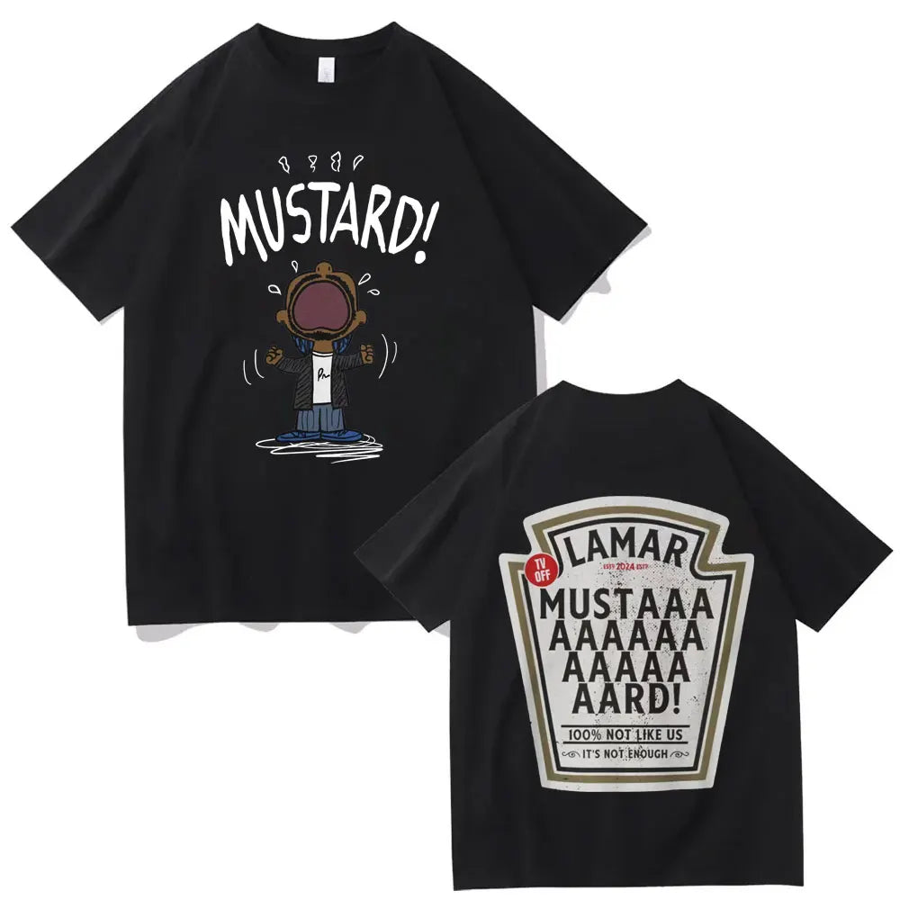 Rapper Kendrick Lamar Mustard T-shirt Fashion Hip Hop Vintage Short Sleeve T-shirts Men Women Casual Oversized Cotton T Shirts