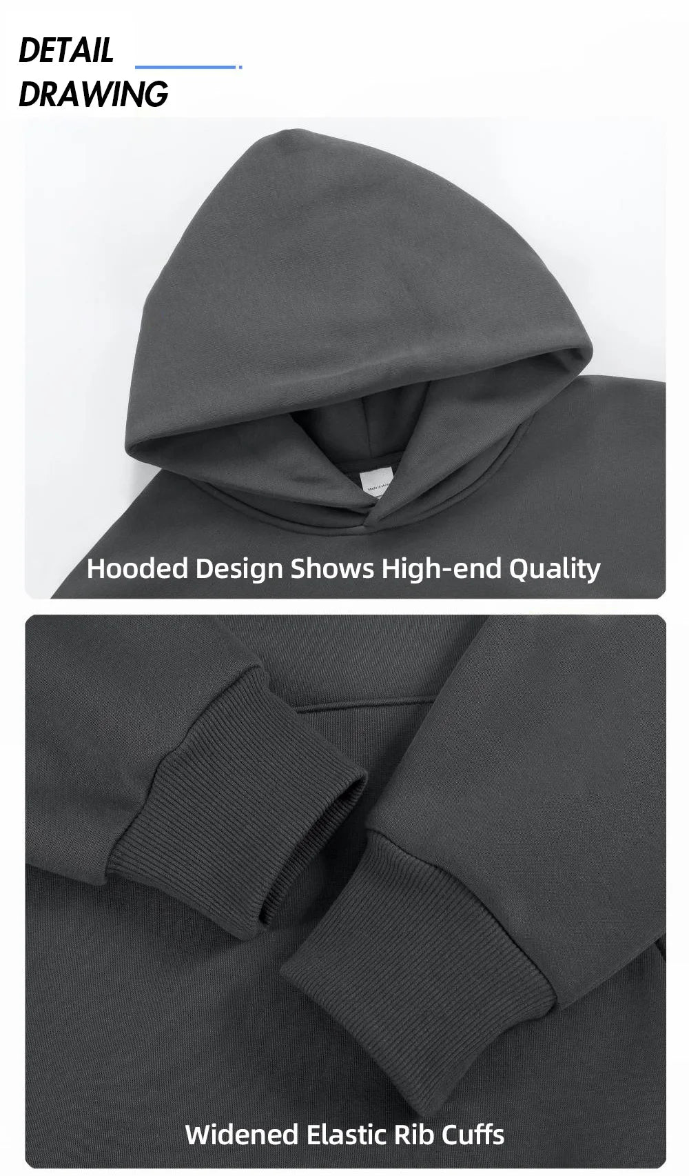 Heavy Weight Cotton Plus Velvet Hooded Sweater Men Thickened Tight Polar Fleece Pullover Hoodie Women Sweatshirt