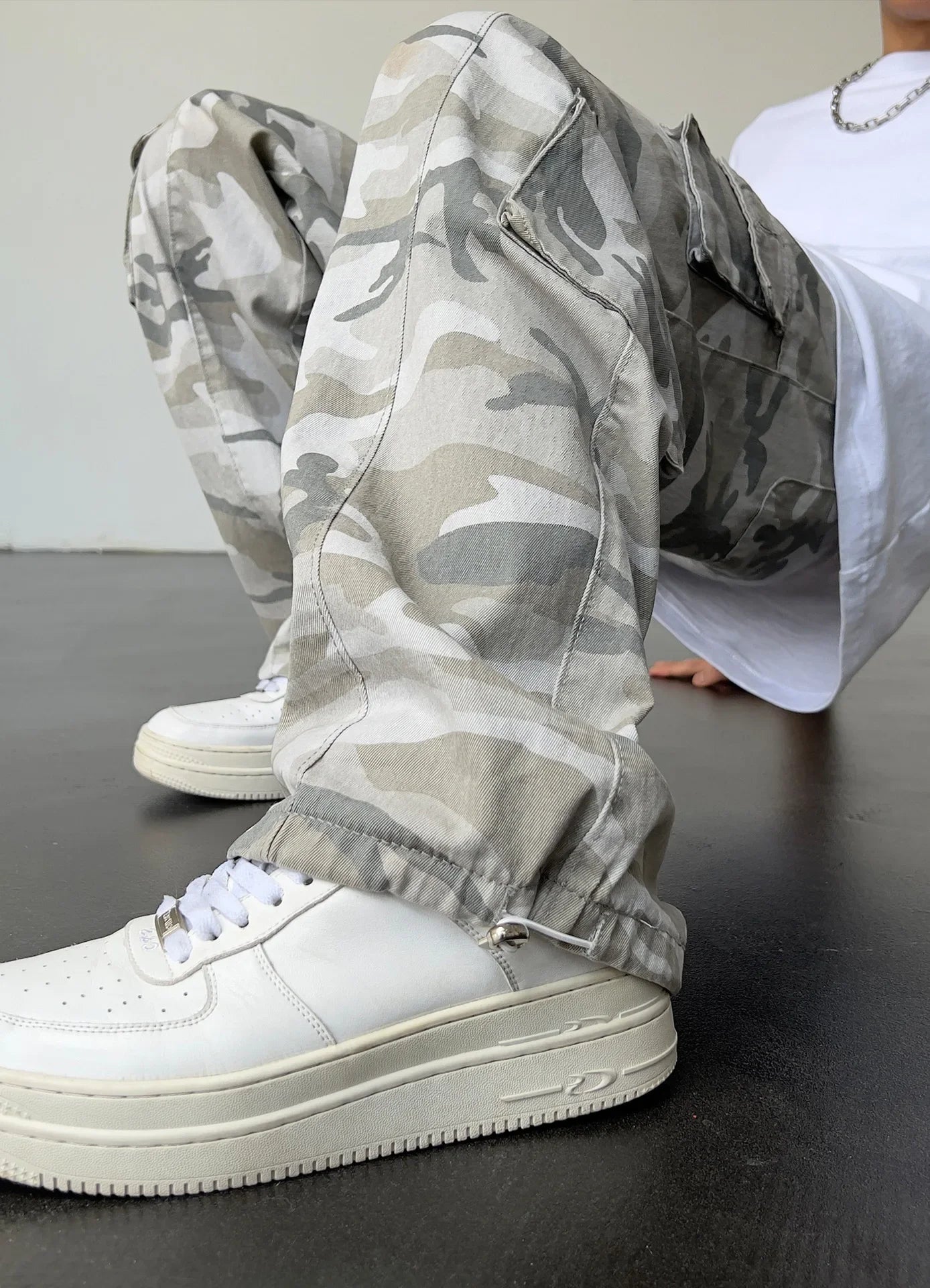 Vintage American Style Camouflage Pants Men's Loose Straight Leg Cargo Pants