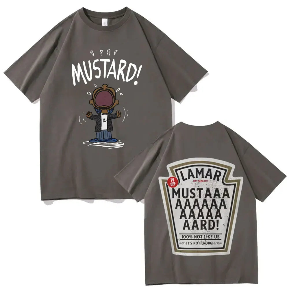 Rapper Kendrick Lamar Mustard T-shirt Fashion Hip Hop Vintage Short Sleeve T-shirts Men Women Casual Oversized Cotton T Shirts