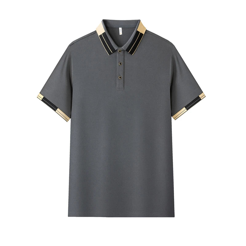 Business Casual Short Sleeved Shirt Solid Color Polo Shirt