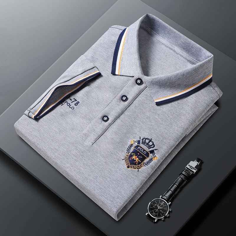 New Men's Casual Embroidery Short Sleeve Polo Shirt