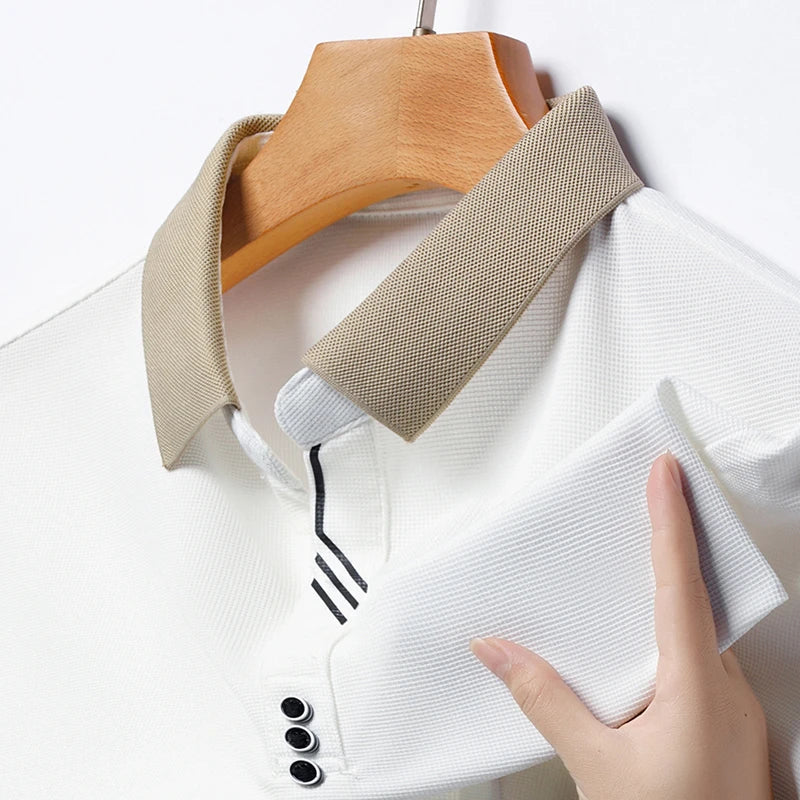 Men's Solid Color Casual Fashion Short Sleeve Polo Shirt Summer Comfortable