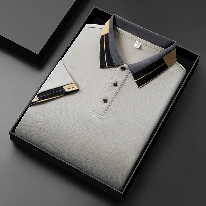 Business Casual Short Sleeved Shirt Solid Color Polo Shirt