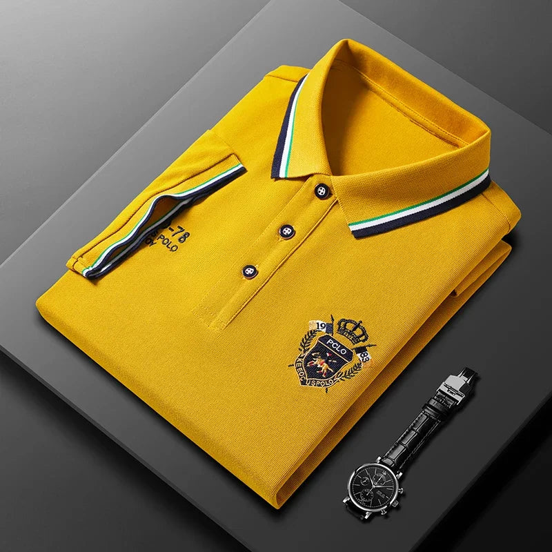 New Men's Casual Embroidery Short Sleeve Polo Shirt