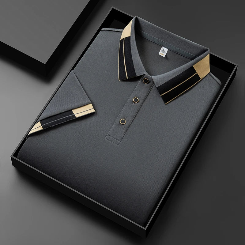 Business Casual Short Sleeved Shirt Solid Color Polo Shirt