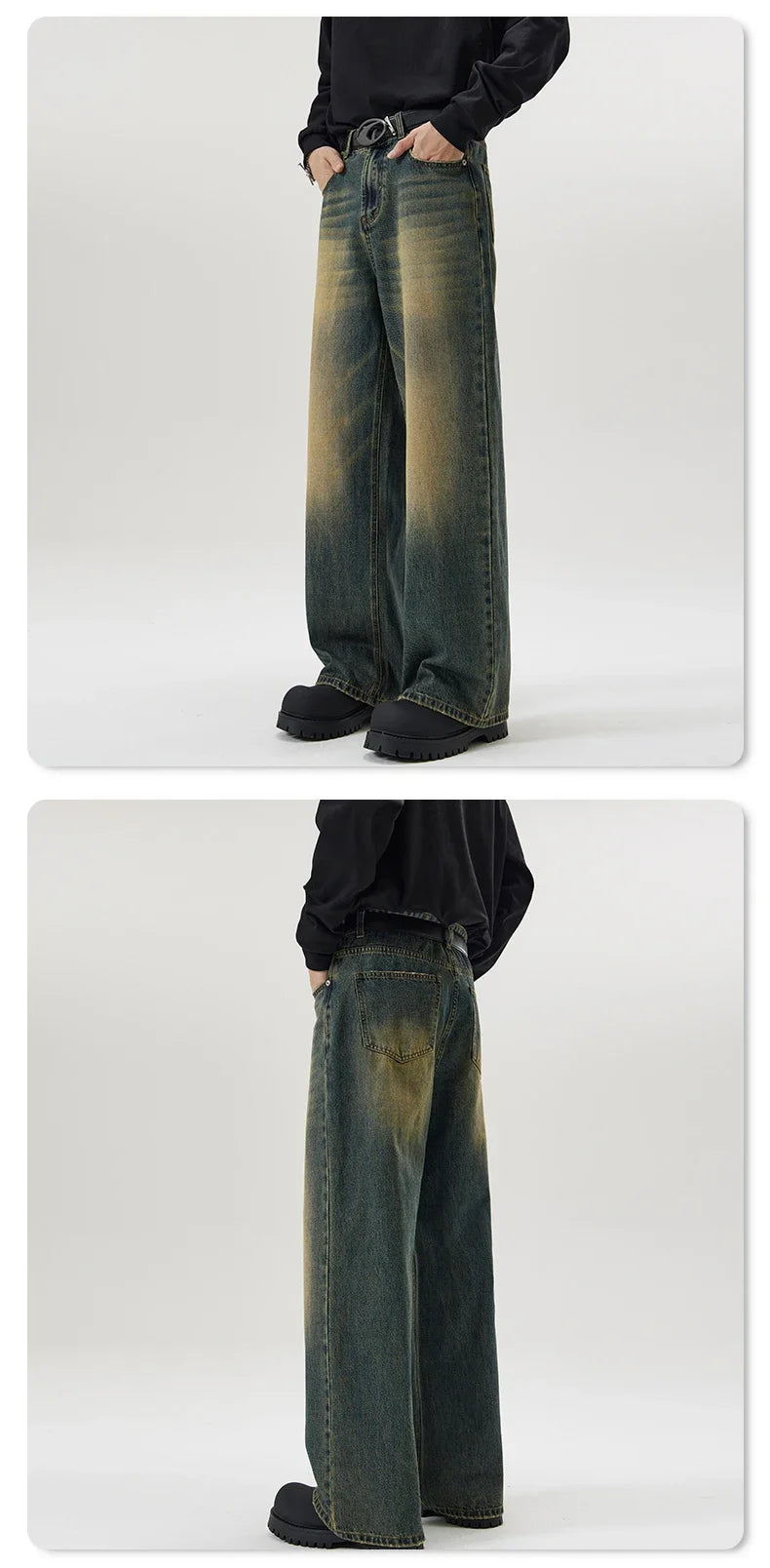 Autumn Vintage Distressed Men's Baggy Straight Jeans