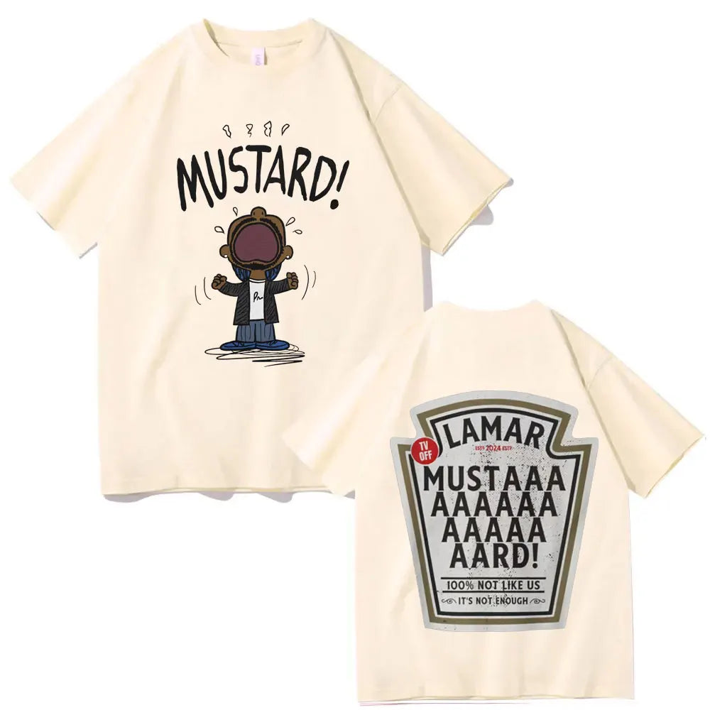 Rapper Kendrick Lamar Mustard T-shirt Fashion Hip Hop Vintage Short Sleeve T-shirts Men Women Casual Oversized Cotton T Shirts