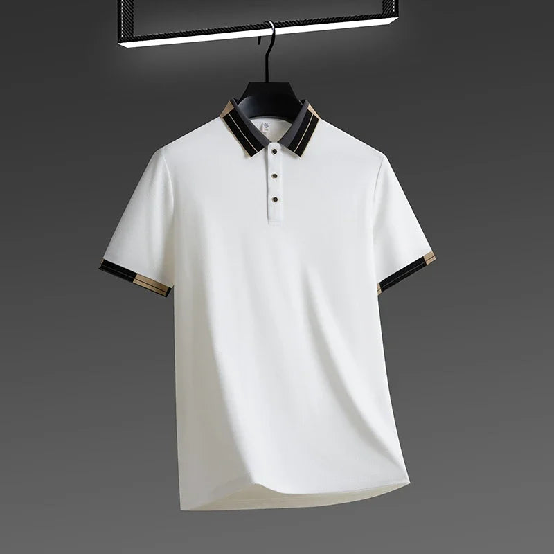 Business Casual Short Sleeved Shirt Solid Color Polo Shirt