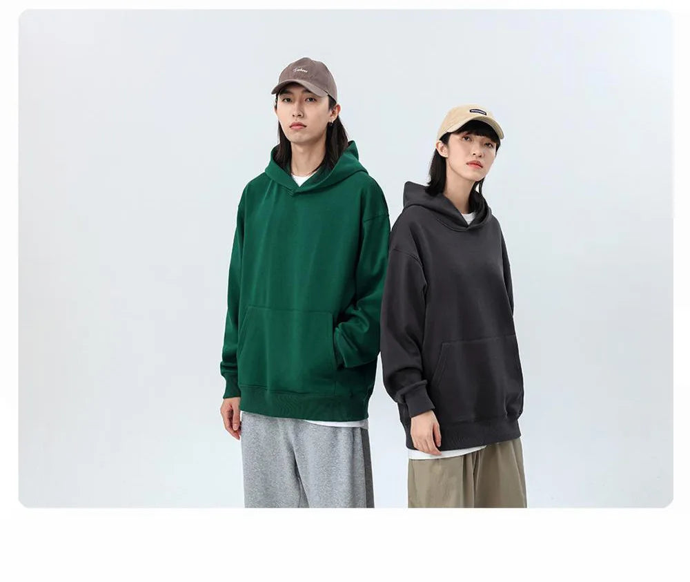 Heavy Weight Cotton Plus Velvet Hooded Sweater Men Thickened Tight Polar Fleece Pullover Hoodie Women Sweatshirt
