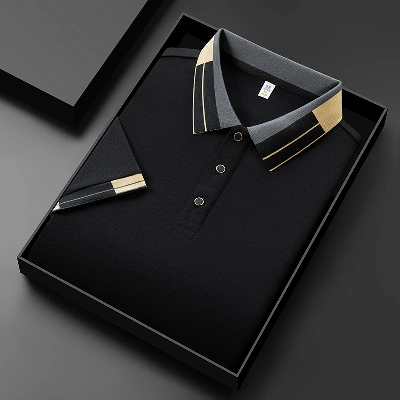 Business Casual Short Sleeved Shirt Solid Color Polo Shirt