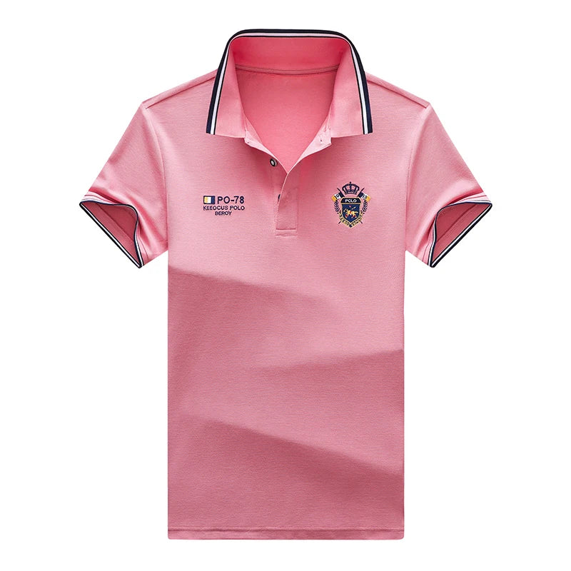 New Men's Casual Embroidery Short Sleeve Polo Shirt