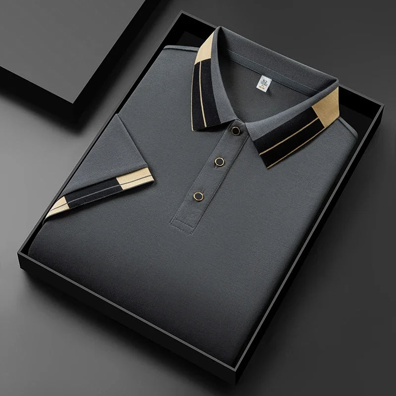 Business Casual Short Sleeved Shirt Solid Color Polo Shirt